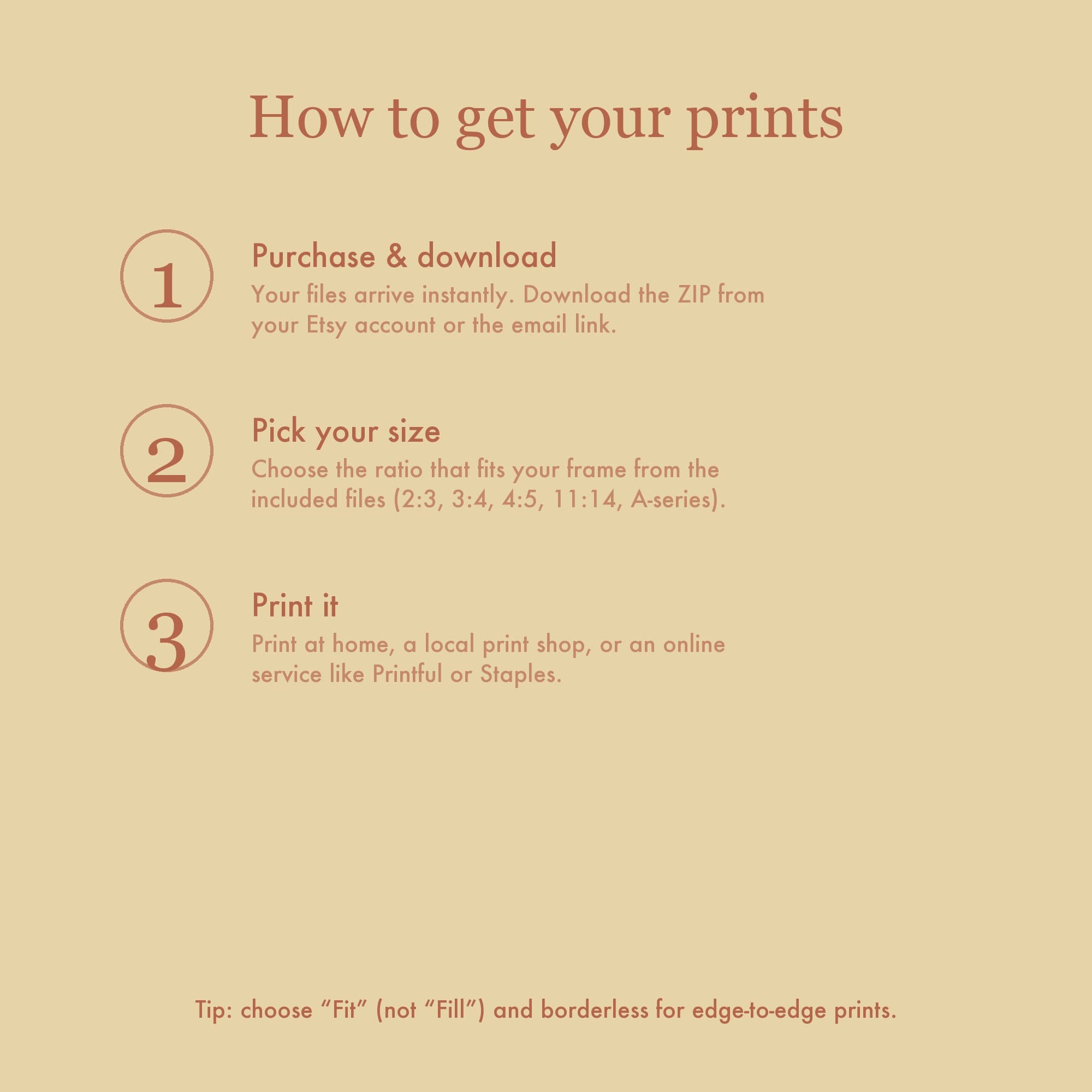 The how-to-print insert, covering paper and print settings.